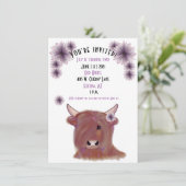 ハイランダーカウズ誕生日招待状|カスタマイズ可能 招待状 (スタンド正面)