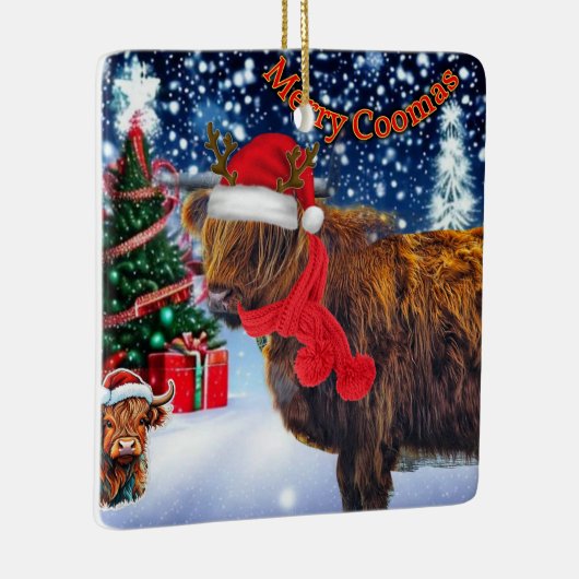 ハイランドおもしろいカウクリスマスツリーオーナメント セラミックオーナメント (右)