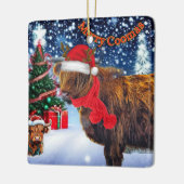 ハイランドおもしろいカウクリスマスツリーオーナメント セラミックオーナメント (左)