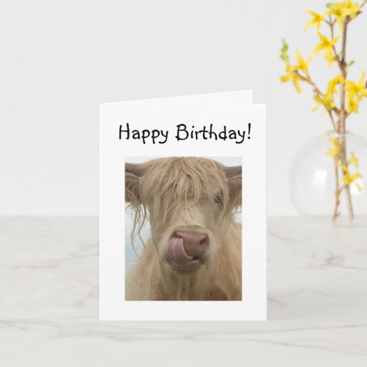 ハイランドおもしろいカウズ誕生日 カード (黄色い花)