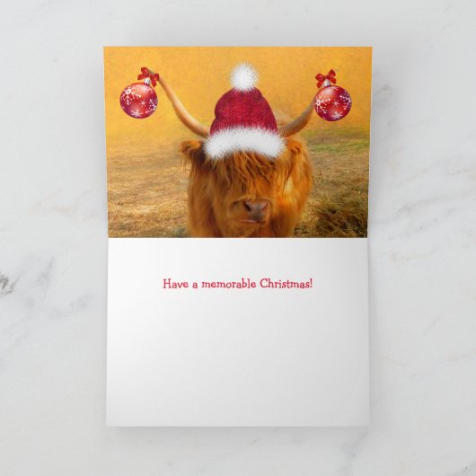 ハイランドおもしろいステアクリスマスホリデーカード シーズンカード (内部)
