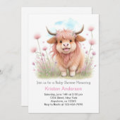 ハイランドお洒落カウガールベビーシャワー 招待状 (正面/裏面)