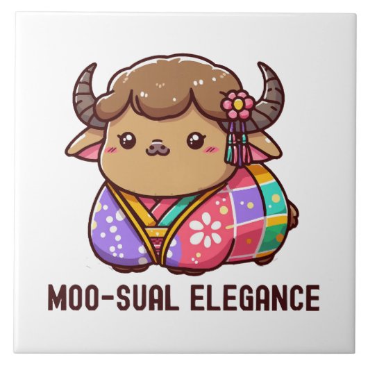 ハイランドの優雅な牛 タイル (正面)