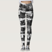 ハイランドの牛の写真コラージュは白黒 レギンス (正面)