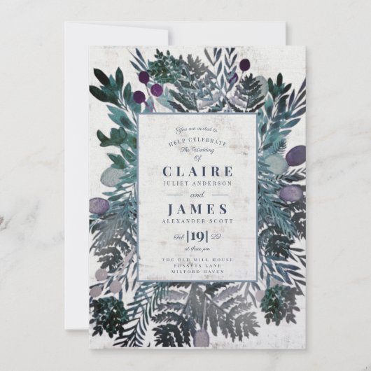 ハイランドの田舎風の葉っぱの結婚式に招かれる シーズンカード (正面)