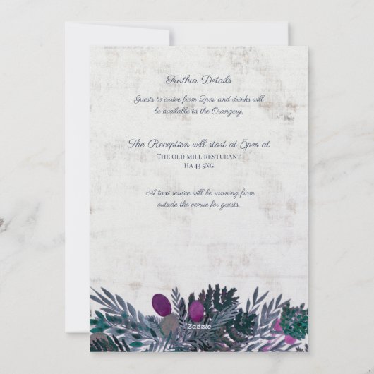 ハイランドの田舎風の葉っぱの結婚式に招かれる シーズンカード (裏面)