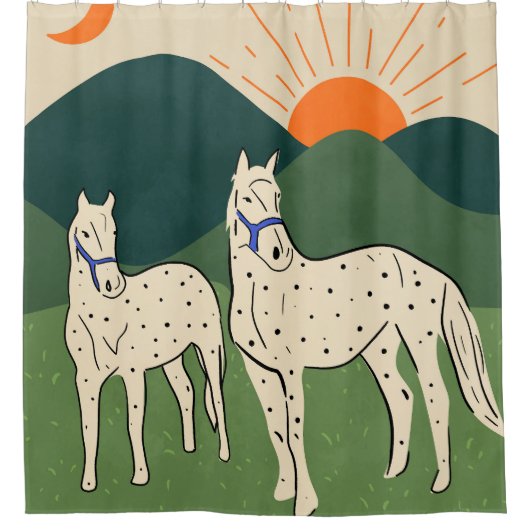 ハイランドの馬 シャワーカーテン (正面)