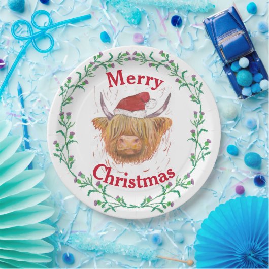 ハイランドウハットアザイスルリースメリークリスマス    ペーパープレート (パーティー)
