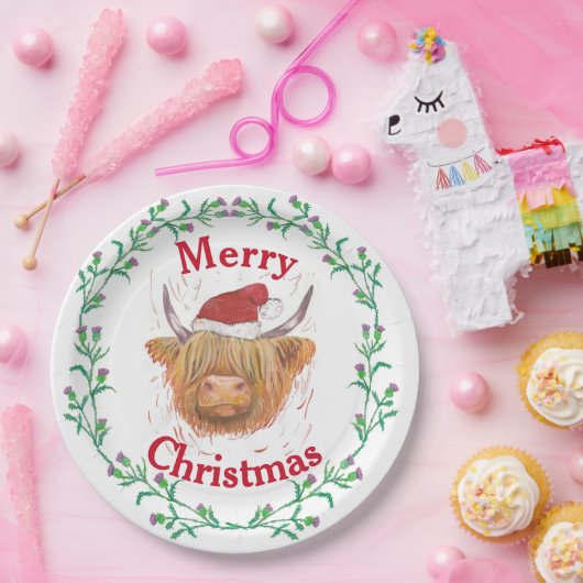 ハイランドウハットアザイスルリースメリークリスマス ペーパープレート (パーティー)