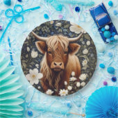 ハイランドエレガント牛の白フローラ ペーパープレート (パーティー)