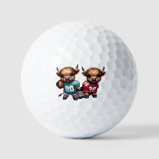 ハイランドカウとフットボール ゴルフボール (正面)