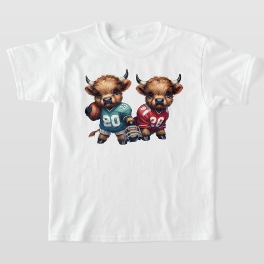 ハイランドカウとフットボール Tシャツ (レイダウン)