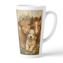 ハイランドカウと子馬と子犬のフラワーアート