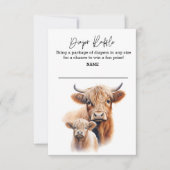 ハイランドカウのオムツくじ 赤ちゃんのお祝い 招待状 (正面)