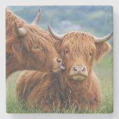ハイランドカウのキス ストーンコースター (正面)