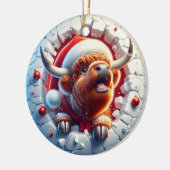 ハイランドカウのクリスマスオーナメント セラミックオーナメント (左)