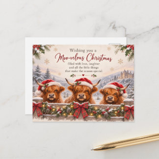 ハイランドカウのクリスマスカード ポストカード