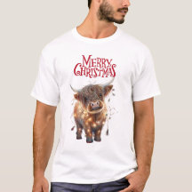 ハイランドカウのクリスマスTシャツ