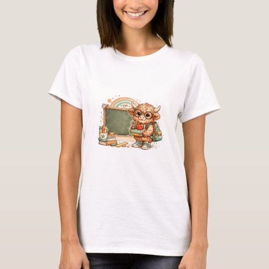 ハイランドカウのバックトゥスクールTシャツ Tシャツ (正面)