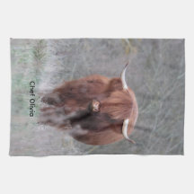 ハイランドカウの名入れタオル