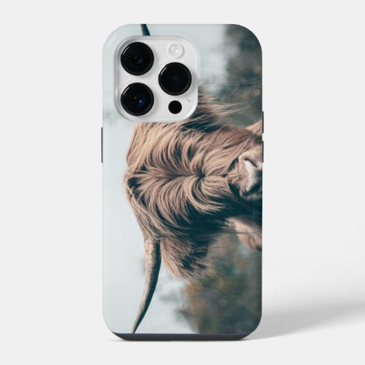 ハイランドカウの肖像画 iPhoneケース (裏面)