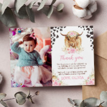 ハイランドカウの誕生日パーティー感謝カード