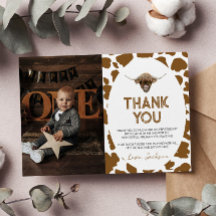 ハイランドカウの誕生日写真感謝カード