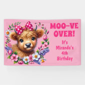 ハイランドカウの「モーヴ・オーヴァー」4歳の誕生日 横断幕 (横)