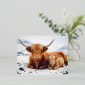 ハイランドカウアニマル自然野生動物愛情愛 箔シーズンポストカード (立ち正面)