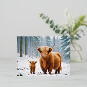 ハイランドカウアニマル自然野生動物愛情愛 箔シーズンポストカード (立ち正面)