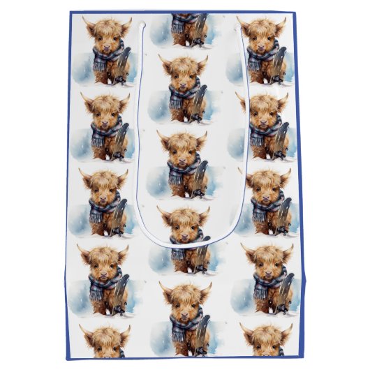 ハイランドカウアブンガ抱き枕 – 白/青 ミディアムペーパーバッグ (裏面)