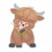 ハイランドカウアンドダンデリオンパフクラシックTシャツ シール (正面)