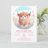 ハイランドカウアンドピンク開花誕生日 招待状 (スタンド正面)