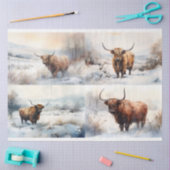 ハイランドカウインスノーコラージュ1デコペ紙 薄葉紙 (クラフト)