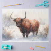 ハイランドカウインスノー4デコペ紙 薄葉紙 (クラフト)