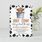 ハイランドカウインバケツカウズプリント1st誕生日 招待状 (スタンド正面)