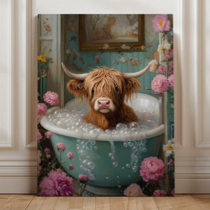 ハイランドカウインバスタブフローラアート キャンバスプリント