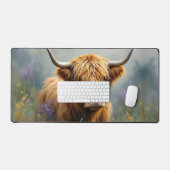 ハイランドカウインフローラ牧草地クローズアップ デスクマット (キーボード&マウス)