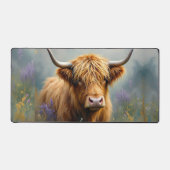 ハイランドカウインフローラ牧草地クローズアップ デスクマット (正面)