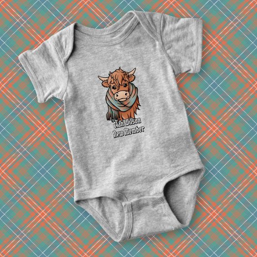 ハイランドカウウィルソン古代タータンチェックスカーフ ベビーボディスーツ