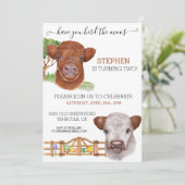 ハイランドカウウォーターのカラーヘルドザモース誕生日 招待状 (スタンド正面)