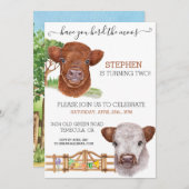 ハイランドカウウォーターのカラーヘルドザモース誕生日 招待状 (正面/裏面)