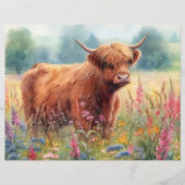 ハイランドカウウォーター色ワイルドフラワースクラップブック紙 (正面)