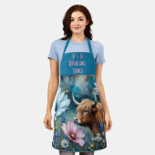 ハイランドカウオブセッション – カラフル Cosmos エプロン (着用した状態)