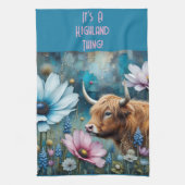 ハイランドカウオブセッション – カラフル Cosmos キッチンタオル (縦)