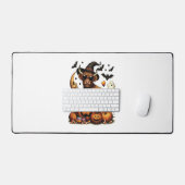 ハイランドカウオンパンプキンハロウィーン デスクマット (キーボード&マウス)