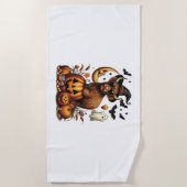 ハイランドカウオンパンプキンハロウィーン ビーチタオル (正面)