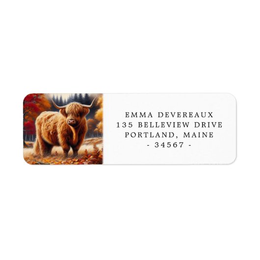 ハイランドカウオータムウォーター差出人住所 ラベル (正面)