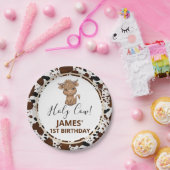 ハイランドカウカプリント誕生日パーティー ペーパープレート (パーティー)