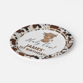 ハイランドカウカプリント誕生日パーティー ペーパープレート (アングル)